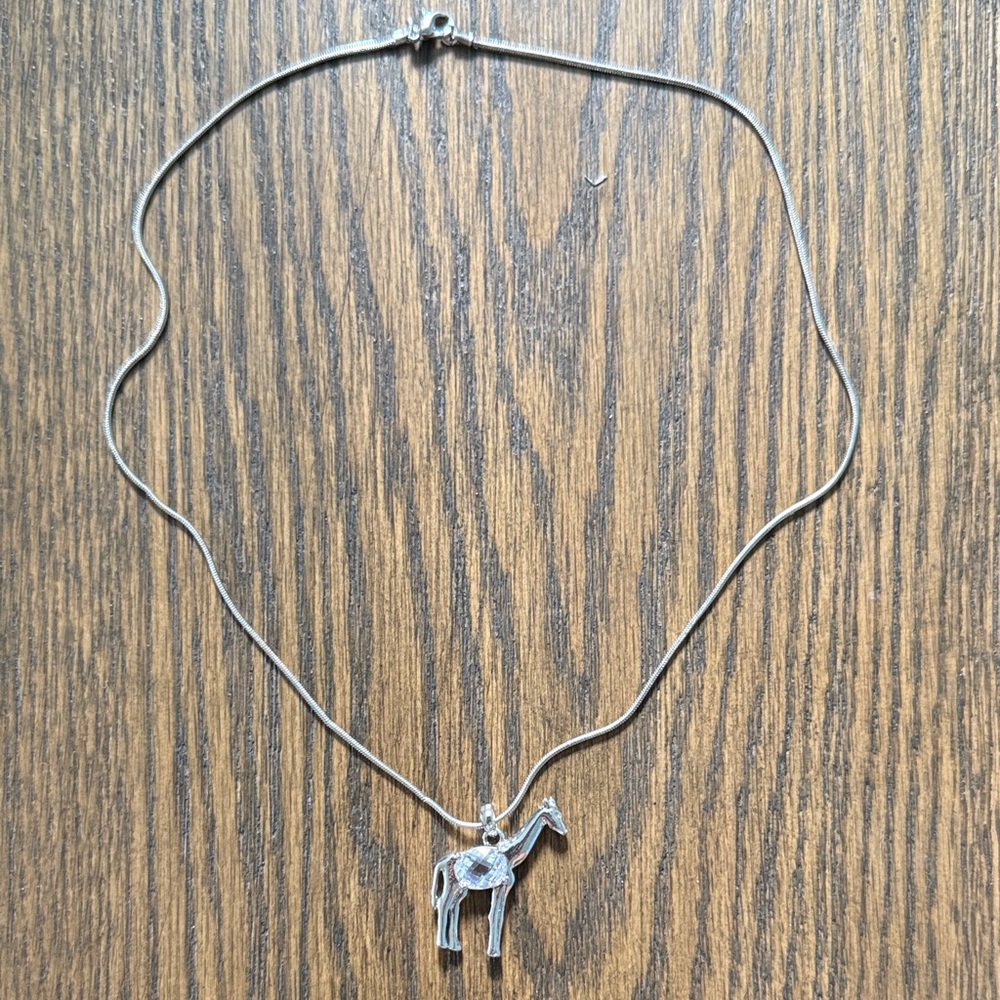 Silver Giraffe Pendant Necklace